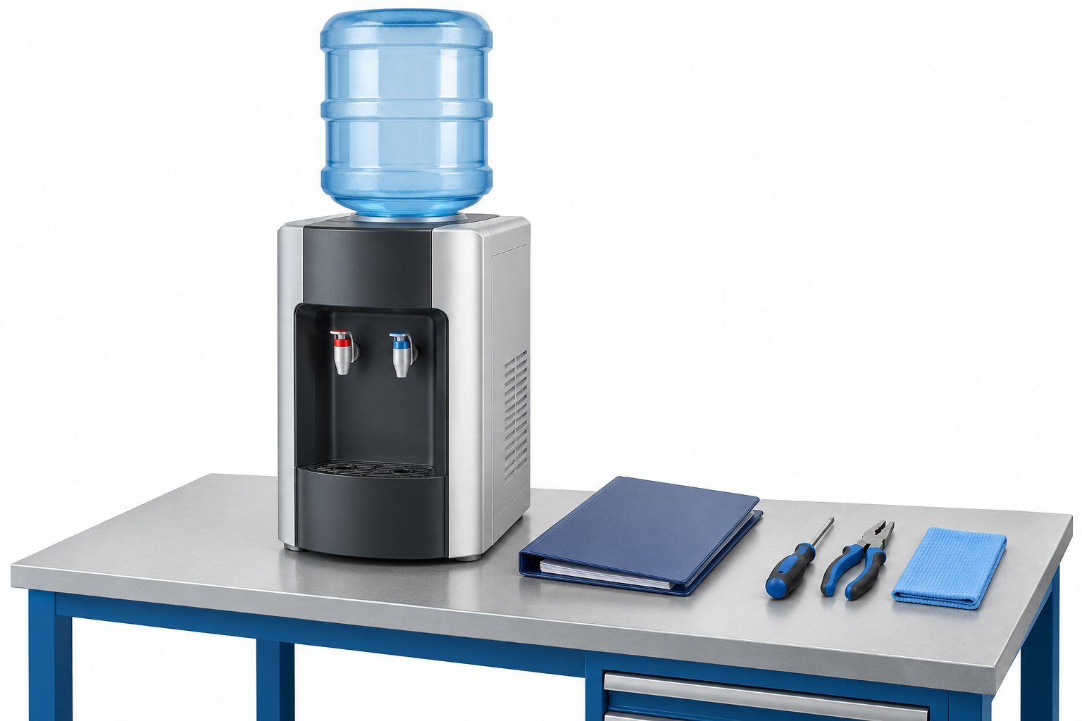 Illustrative Darstellung zum Ratgeberthema Wasserspender gebraucht übernehmen: Zustand klären oder neu beschaffen?
