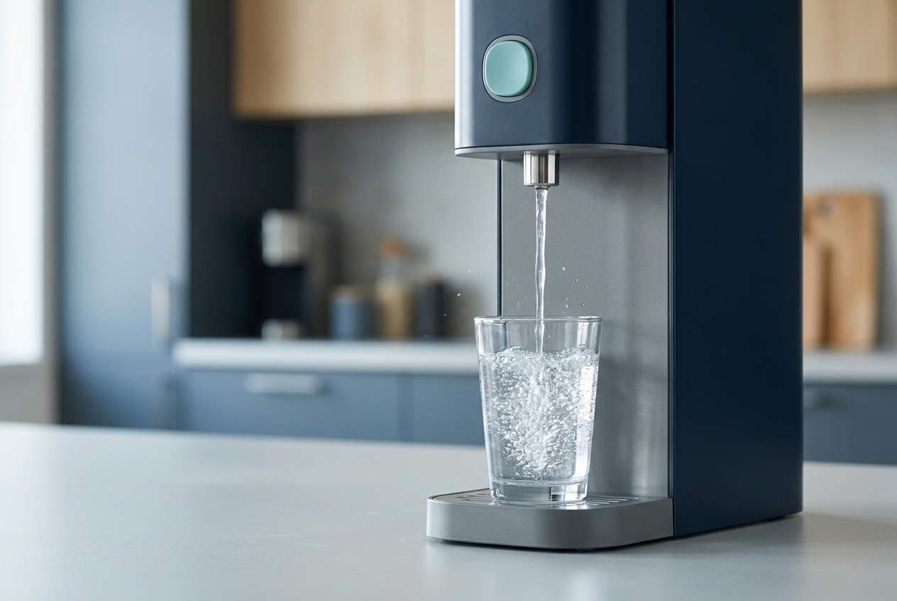 Illustrative Darstellung zum Ratgeberthema Wasserspender mit Kohlensäure: Bedarf und CO₂-Versorgung planen